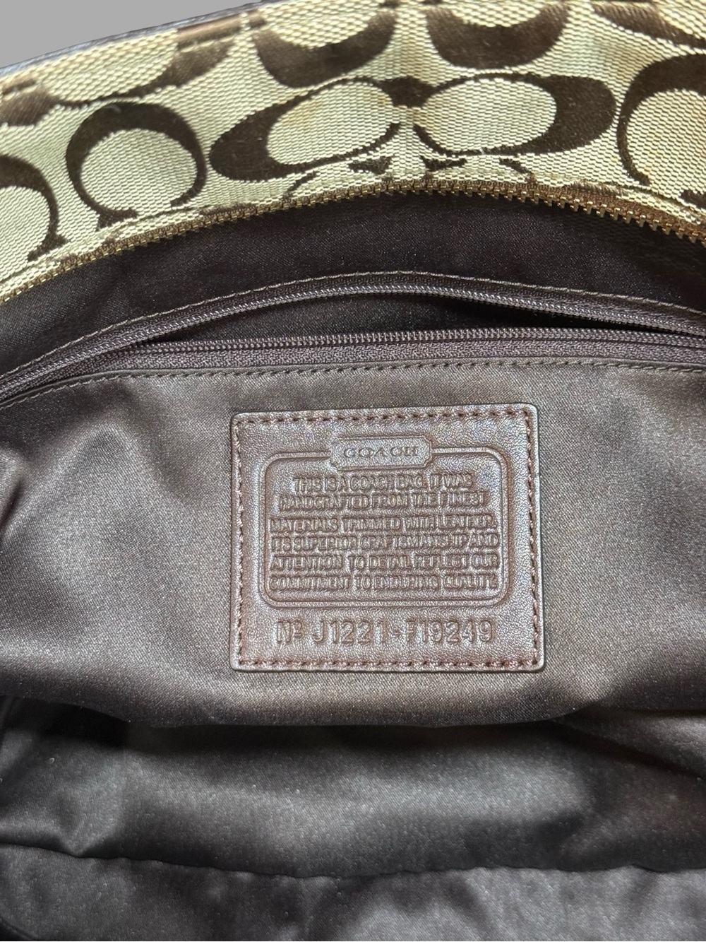Authentic Vintage Coach Gallery Signature Zip Tote Bag - Khaki/Mahogany #F19249 - Picture 10 of 10